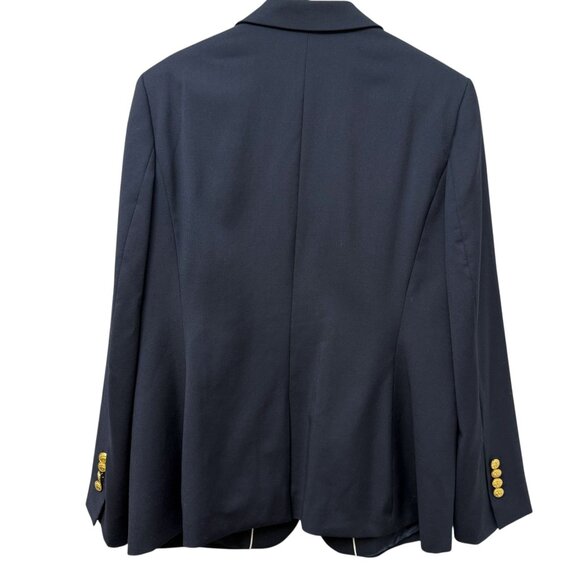 BROOKS BROTHERS Womens Navy Blue Blazer Size14 Italian Wool Goldtone Logo Button - Picture 6 of 16